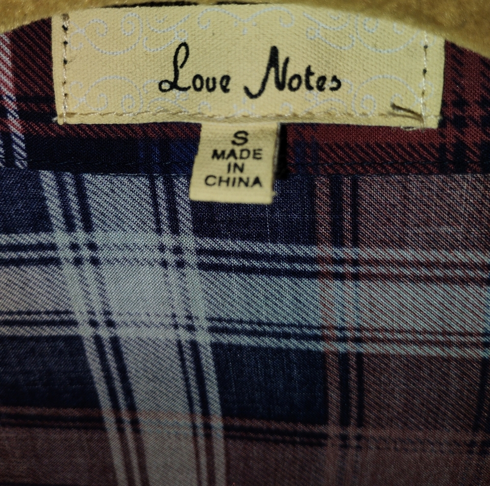 Love Notes Plaid Button-Up Shirt Dress Size Small NWOT - Picture 2 of 2